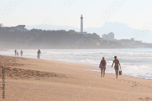 beach of the madrague with anglet and lighthouse of biarritz