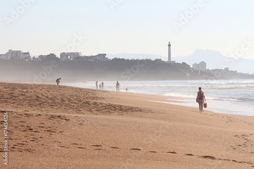 beach of the madrague with anglet and lighthouse of biarritz
