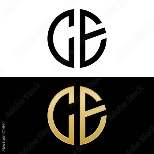 ce initial logo circle shape vector black and gold