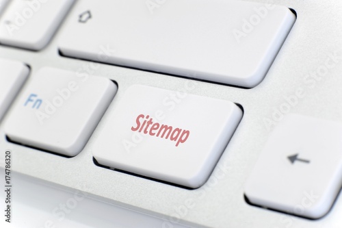 Modern white keyboard with red word "Sitemap"