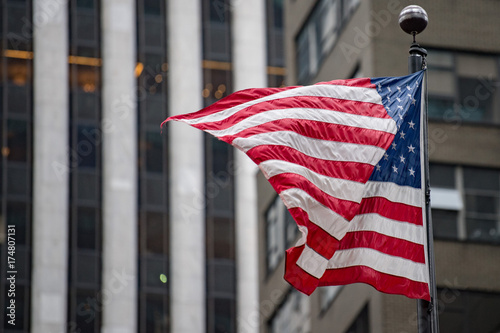 usa flag in new york trump tower building