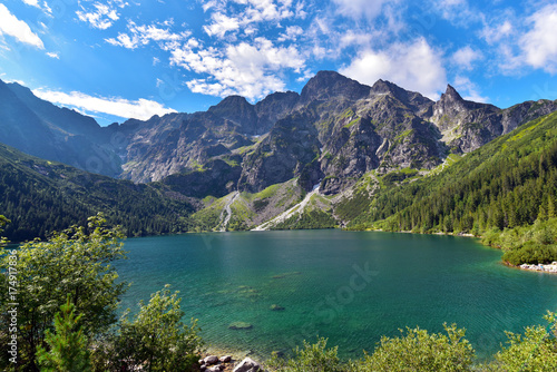 Poland Tatra National Park High Tatras Mt Morskie Oko Lake in summer