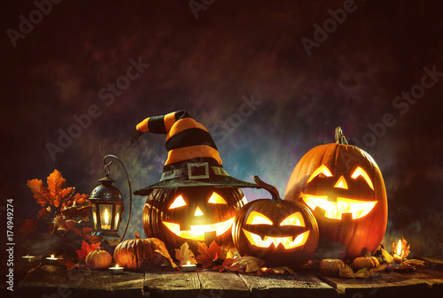 Candle lit Halloween Pumpkins