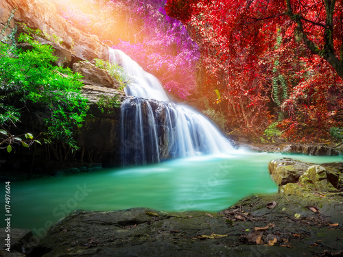 Jungle landscape with wonderful waterfall