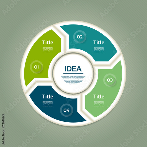 Vector circle arrows for infographic. Template for cycling diagram, graph, presentation and round chart. Business concept with 4 options, parts, steps or processes. Abstract background.