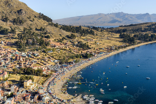 Copacabana City and Titicaca lake from Calvary Hill, Bolivia