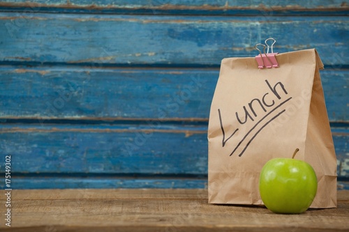 Apple and lunch bag