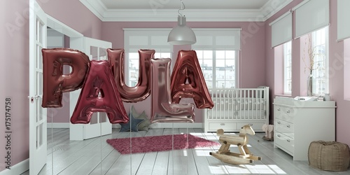 Name Paula Luftballons im Kinderzimmer