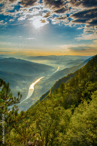 Tara mountain and Drina river canyon landscape