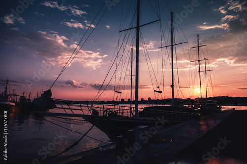 Silhouette photo of sailing ship, Nesebar