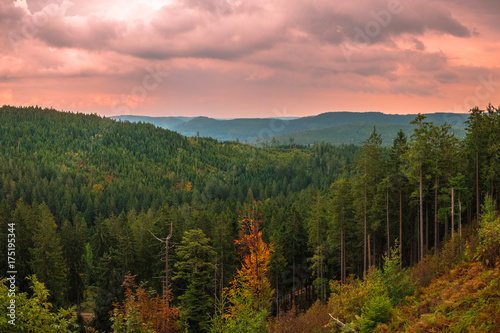 Panoramic view from the Black Forest High Road in Germany.