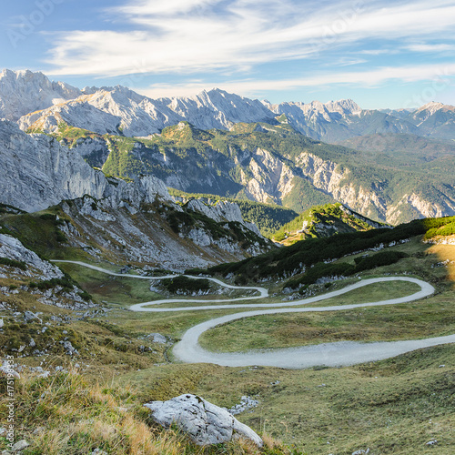 Mountain hiking pathway in Bavarian Alps