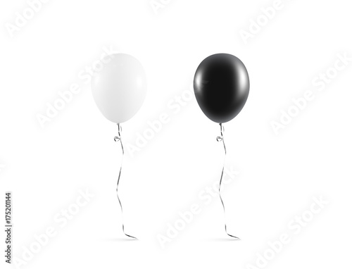 Blank black and white balloon mock up isolated. Clear white balloon art design mockup. Clean pure baloon template. Logo, texture, pattern presentation on plain aerostat design element.