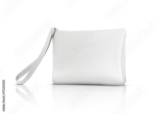 blank white leather premium handle bag isolated on white background