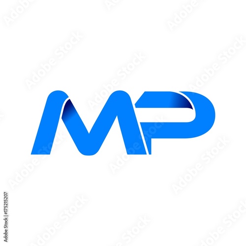 mp logo initial logo vector modern blue fold style