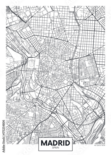 Detailed vector poster city map Madrid