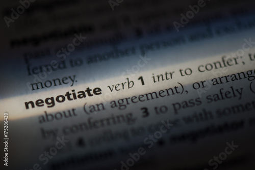 negotiate word in a dictionary. negotiation concept