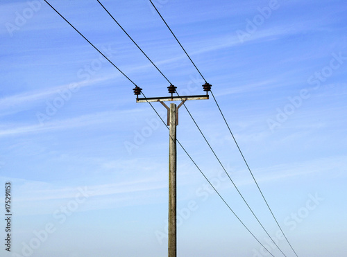 Overhead electricity pole and cables