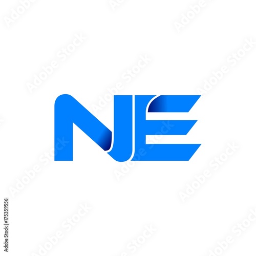 ne logo initial logo vector modern blue fold style
