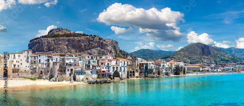 Sandy beach in Cefalu in Sicily