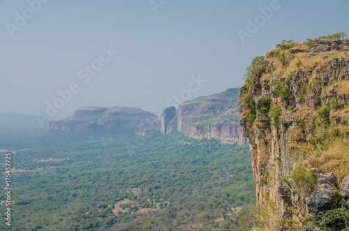 Landscape shot of beautiful Doucki Canyon in the Fouta Djalon highlands during Harmattan season, Guinea, West Africa