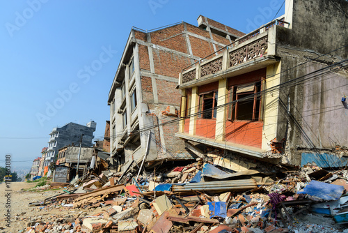 Aftermath of Nepal earthquake 2015, collapsed buildings in Kathmandu