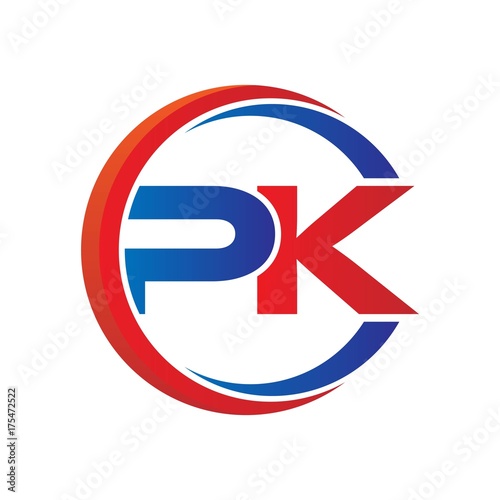 pk logo vector modern initial swoosh circle blue and red