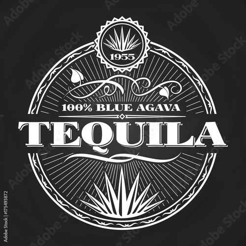Vintage tequila banner design on chalkboard