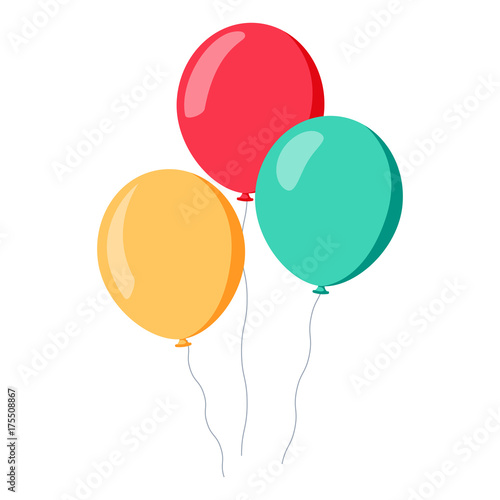 Bunch of balloons in cartoon flat style isolated on white background