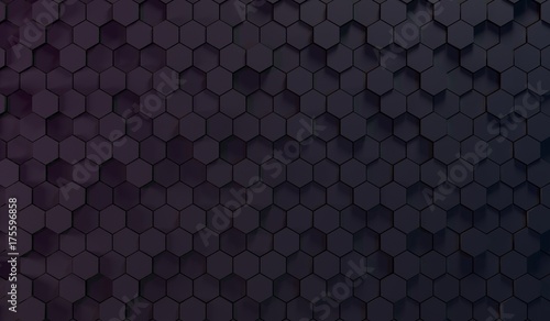 3D Rendering Of Dark Hexagons Background