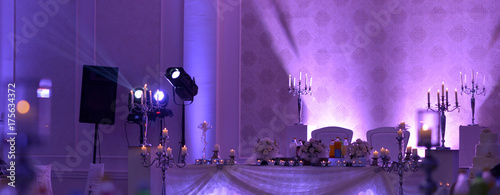purple light show on a wedding