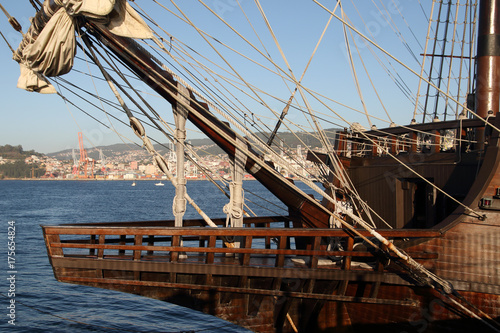 galeón de la armada española del siglo XVII en Vigo, Spain similar a los que participaron en la batalla de rande