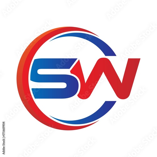 sw logo vector modern initial swoosh circle blue and red