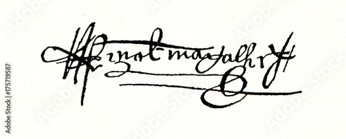 Autograph of Ferdinand Magellan, Portuguese explorer (from Spamers Illustrierte Weltgeschichte, 1894, 5[1], 67)