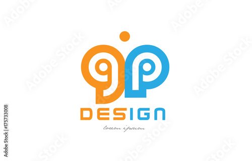 gp g p orange blue alphabet letter logo combination
