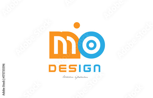 mo m o orange blue alphabet letter logo combination