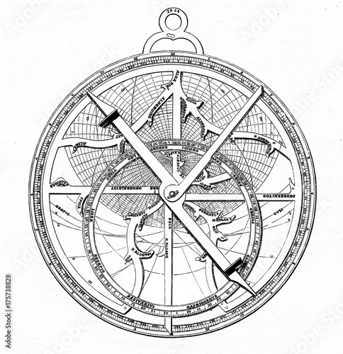 Astrolabe, designed by german astronomer Regiomontanus (from Spamers Illustrierte Weltgeschichte, 1894, 5[1], 109)