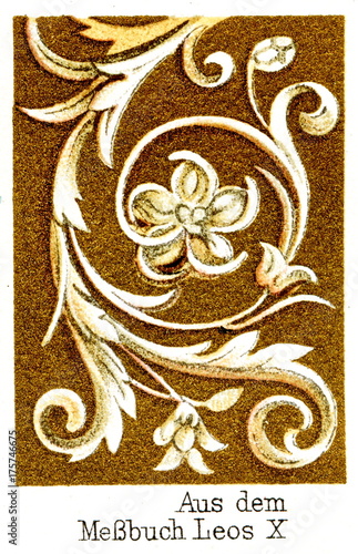 Ornament from missal of Pope Leo X (from Meyers Lexikon, 1896, 13/248/249)