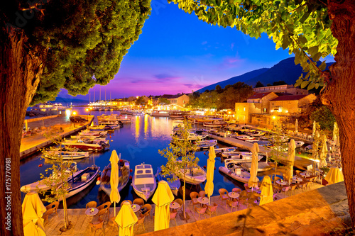 Town of Bol on Brac island harbor at sunset view