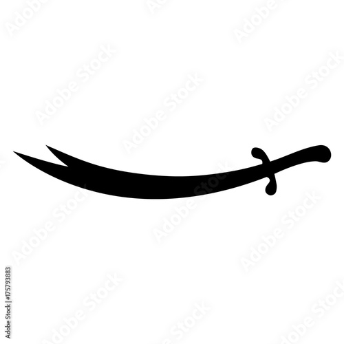 Isolated drawing of the legendary double edged sword of Imam Ali, the cousin and son-in-law of the Islamic prophet Muhammad. It is a holy object among Shias and Alawites. Its Arabic name is Zulfiqar.