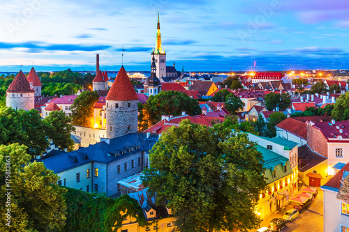 Evening view of the Old Town in Tallinn, Estonia