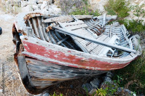 The old destroyed fishing boat .