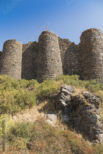 view of the beautiful medieval fortress Amberd in Armenia