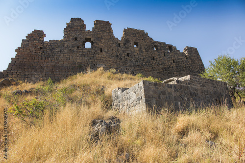 view of the beautiful medieval fortress Amberd in Armenia