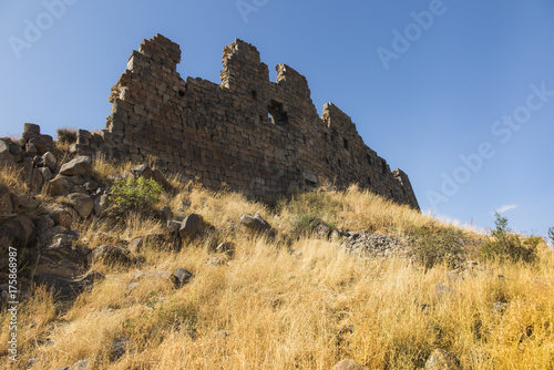 view of the beautiful medieval fortress Amberd in Armenia