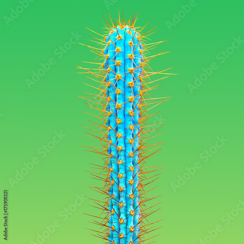 Cactus. Art Gallery Fashion Design. Minimal Stillife. Trendy Bright Colorful. Concept on Green background