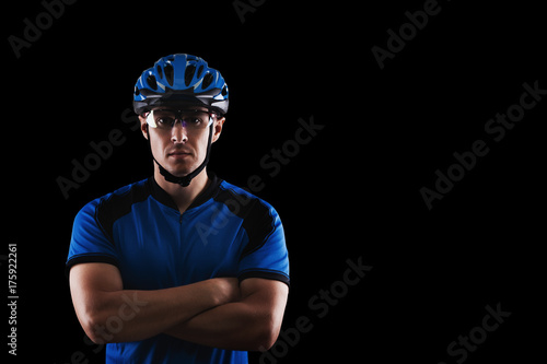 cyclist portrait on a black background