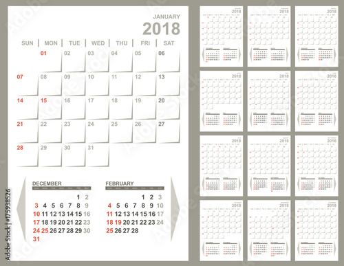 Monthly planner 2018 calendar template