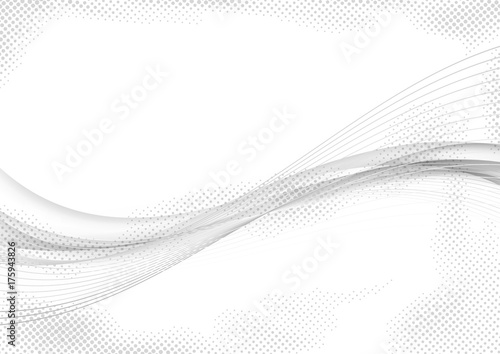 Grey abstract elegant smooth graphic halftone wave design
