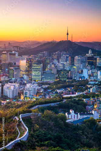 Seoul. Cityscape image of Seoul downtown during summer sunrise.